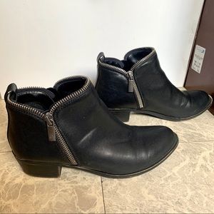 Black leather ankle boots